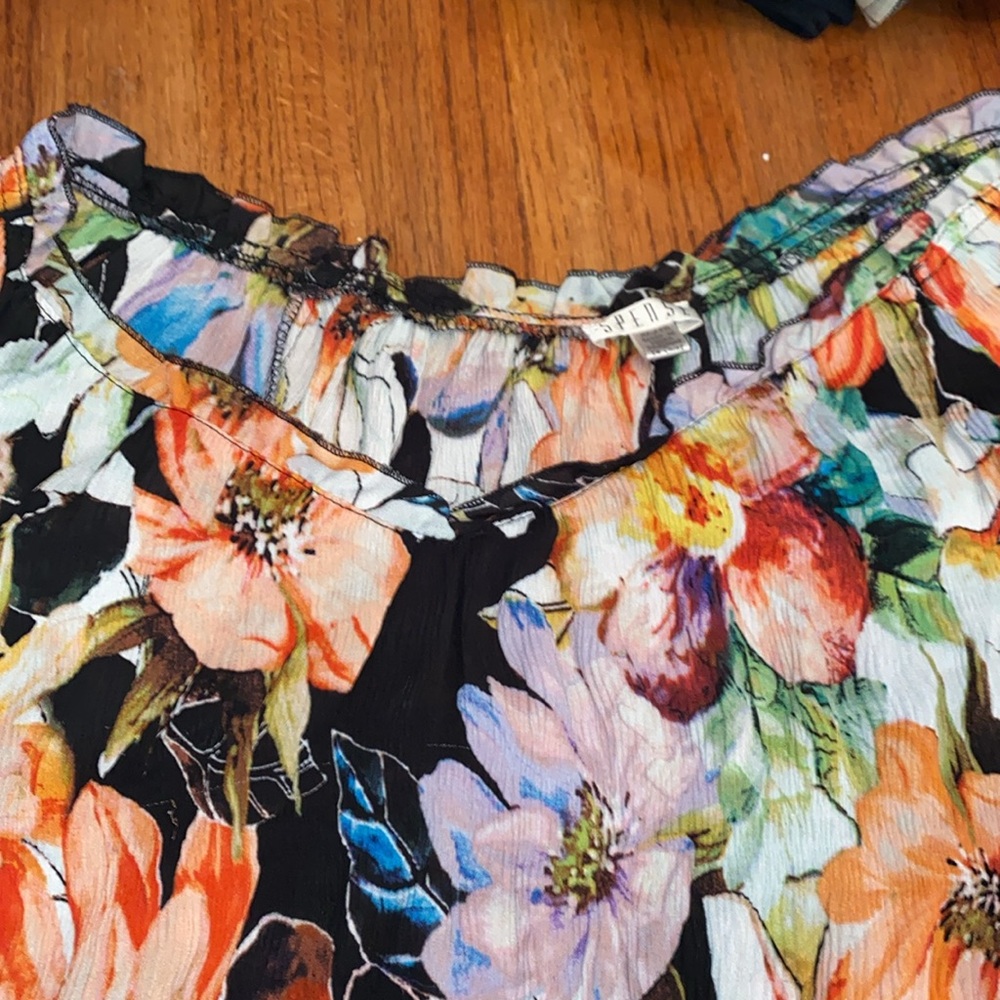 Spense Extra Large, Flowered Blouse, Three-Quarte… - image 4